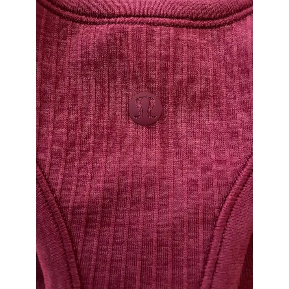 Lululemon Ebb to Street Cropped Racerback Tank Top Dark Red Size 6 - Picture 3 of 5